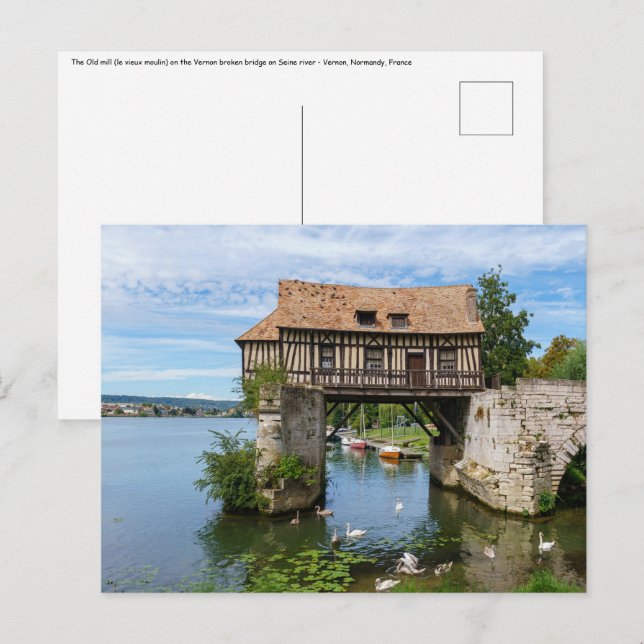 Postal Molino antiguo de Vernon (vieux moulin) - Normandí (Anverso / Reverso)