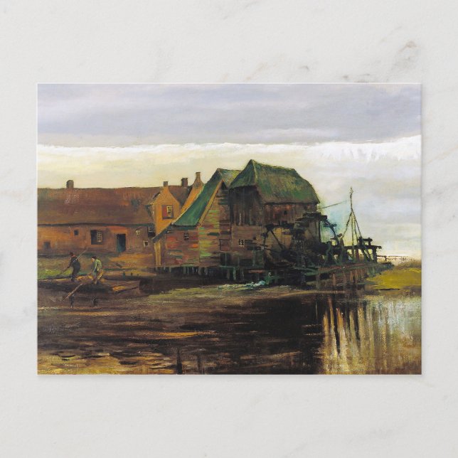 Postal Molino de agua en Gennep por Vincent Van Gogh (Anverso)