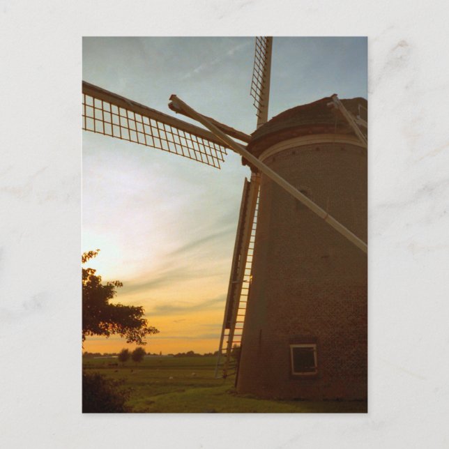 Postal Molino de viento al atardecer (Anverso)