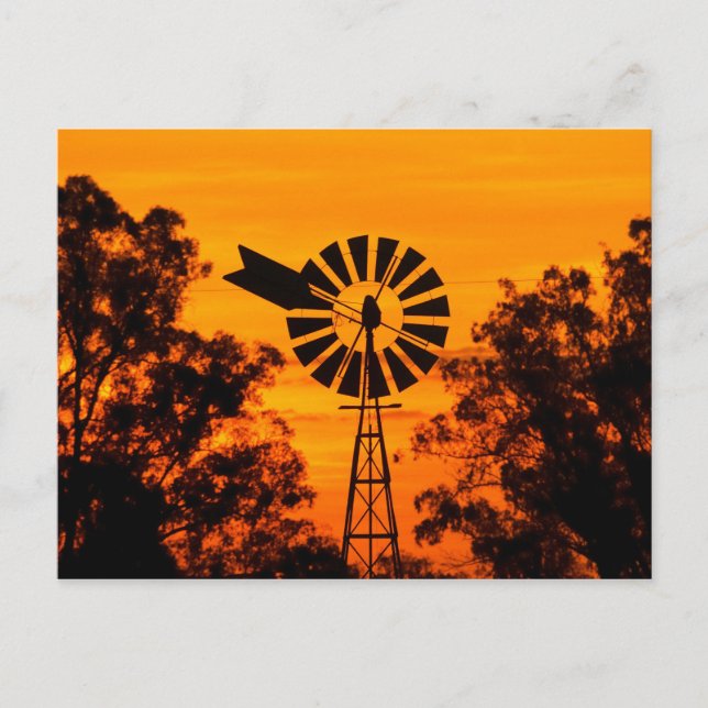 Postal Molino de viento al atardecer, Australia (Anverso)