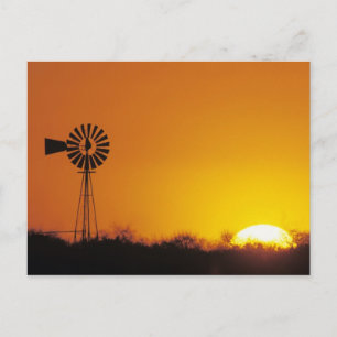 Postal Molino de viento al atardecer, Sinton, Texas, Esta