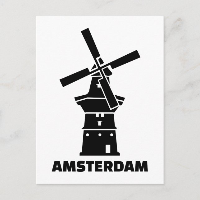Postal Molino de viento de Ámsterdam (Anverso)