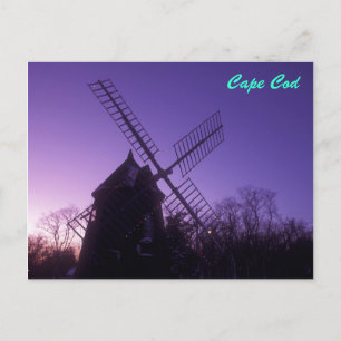 Postal Molino de viento de Cape Cod en Crepúsculo