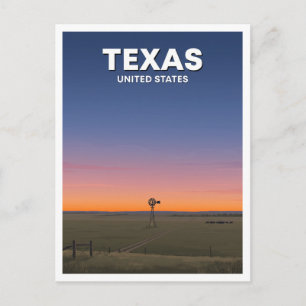Postal Molino de viento de Texas en el rango abierto Big