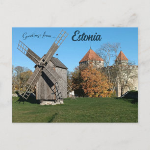 Postal Molino de viento del castillo en Kuressaare, conda
