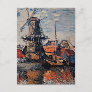 Postal Molino de viento en el canal Onbekende-Amsterdam