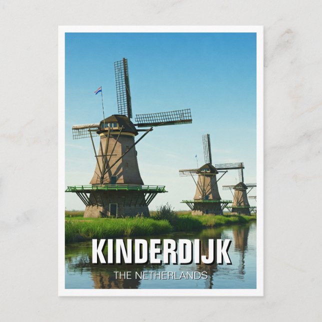 Postal Molino de viento en Kinderdijk Países Bajos (Anverso)