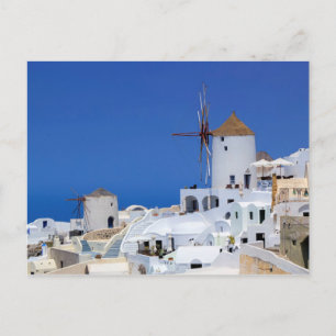 Postal Molino de viento en Oia, Santorini, Grecia
