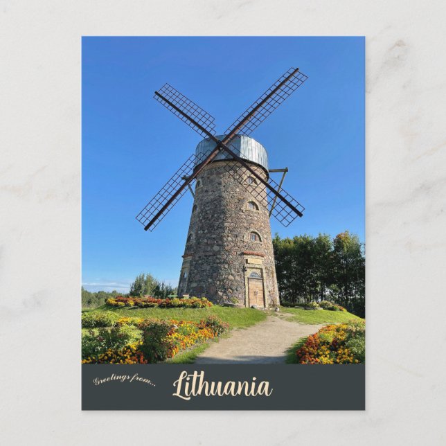 Postal Molino de viento en Pakruojis Lituania (Anverso)