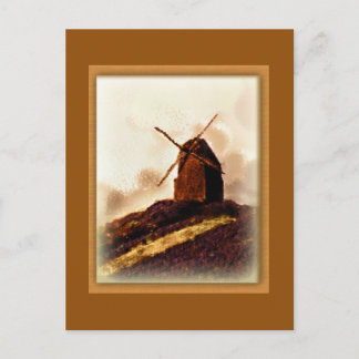 Postal Molino de viento europeo Sepia