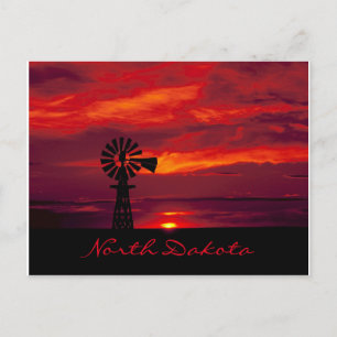 Postal Molino de viento hermoso de "Dakota del Norte" en