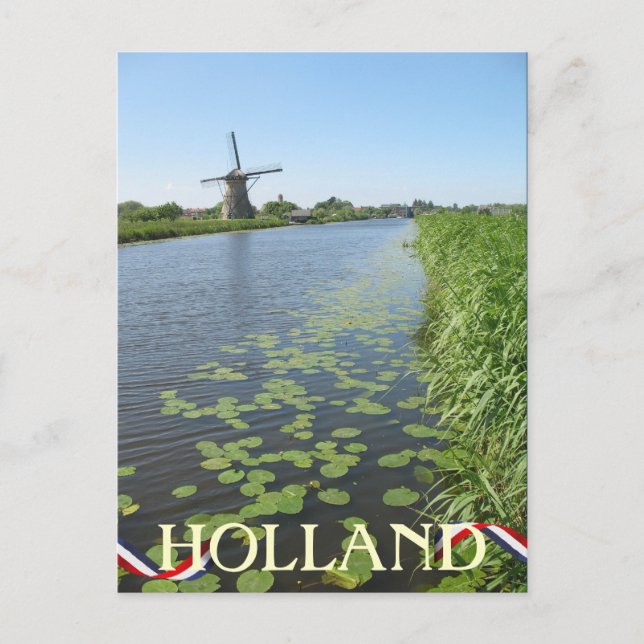 Postal Molino de viento Holland a lo largo del Canal Post (Anverso)
