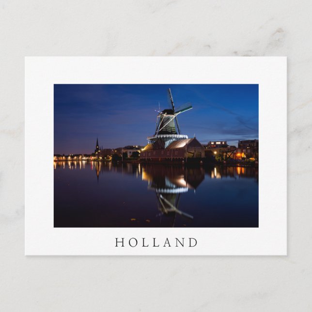 Postal molino de viento Leidschendam con reflejo por la n (Anverso)