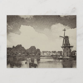 Postal Molino de viento negro, Haarlem, Países Bajos