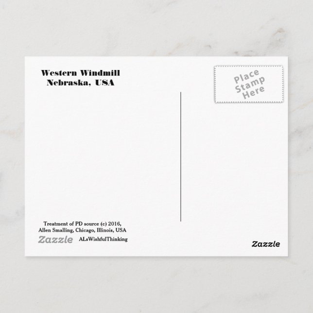 Postal - Molino de viento occidental (diurno) (Reverso)