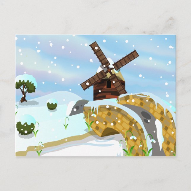 Postal molino de viento Snowdrops (Anverso)