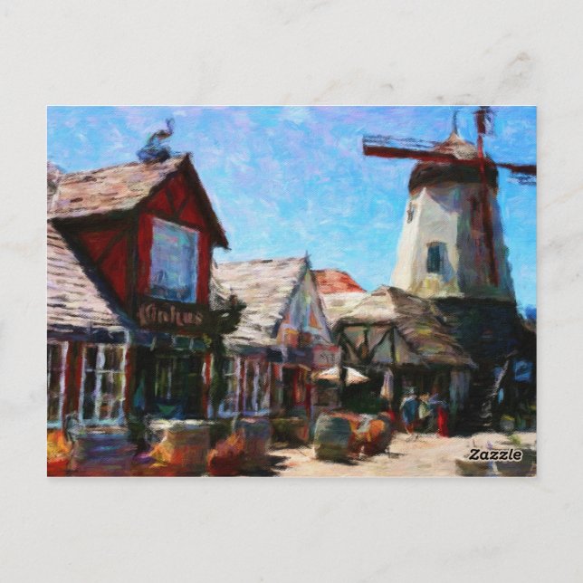 Postal Molino de viento Solvang (Reverso)
