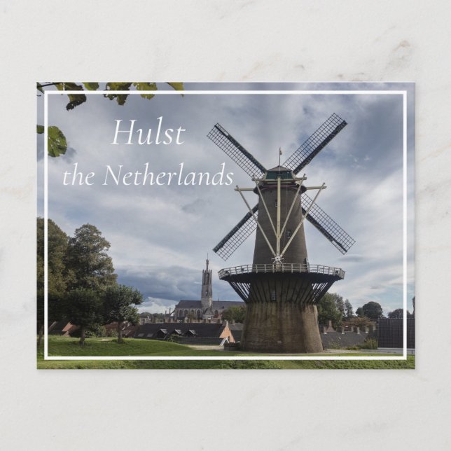 Postal Molino de viento Stadsmolen, Hulst, Países Bajos (Anverso)