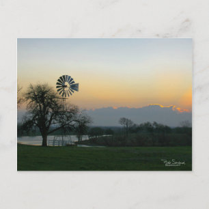 Postal Molino de viento TEXAS al atardecer