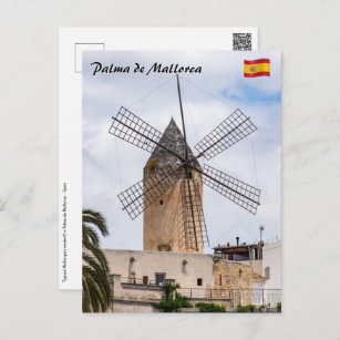 Postal Molino de viento tradicional en Palma de Mallorca 