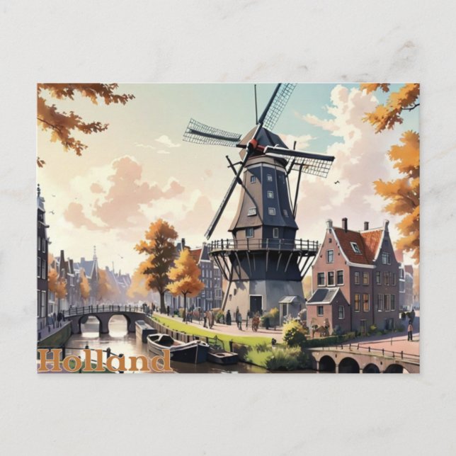 Postal Molino de viento Vintage Holland (Anverso)