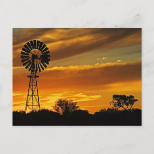 Postal Molino de viento y atardecer, William Creek, Oodna