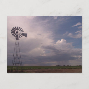 Postal Molino de viento y cielos de Kansas occidentales