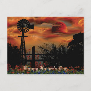 Postal Molino de viento y Luna Naranja