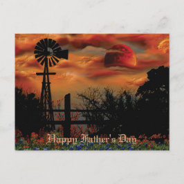 Postal Molino de viento y Luna Naranja