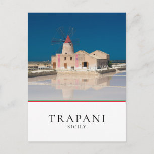 Postal Molino de viento y sal en la salina de Trapani, Si