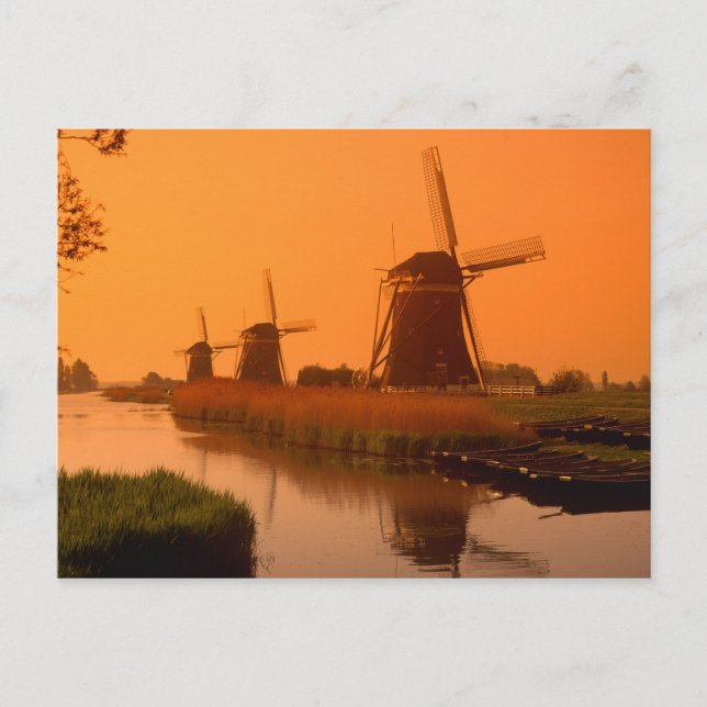 Postal Molinos de viento al atardecer, Leidschendam, País (Anverso)