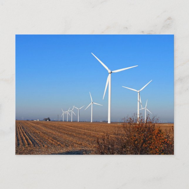 Postal Molinos de viento con paisaje de otoño (Anverso)