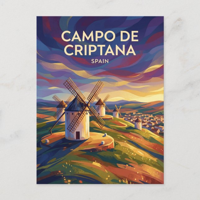 Postal Molinos de viento de Campo de Criptana España (Anverso)