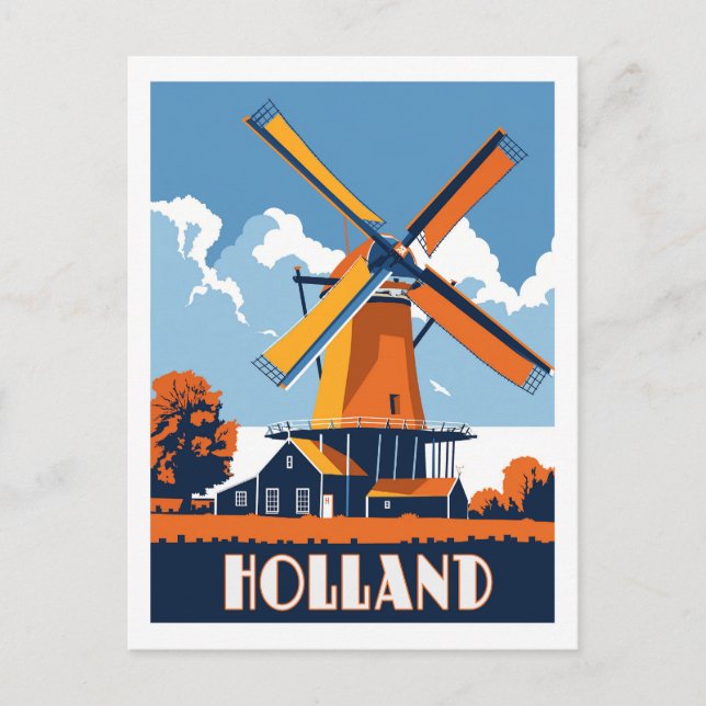Postal Molinos de viento de Holanda - Viajes de época (Anverso)