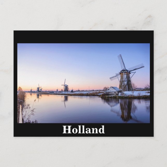 Postal Molinos de viento en invierno durante un amanecer  (Anverso)