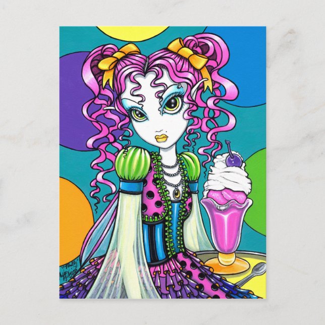 Postal "Molly" con helado de arcoiris para product (Anverso)