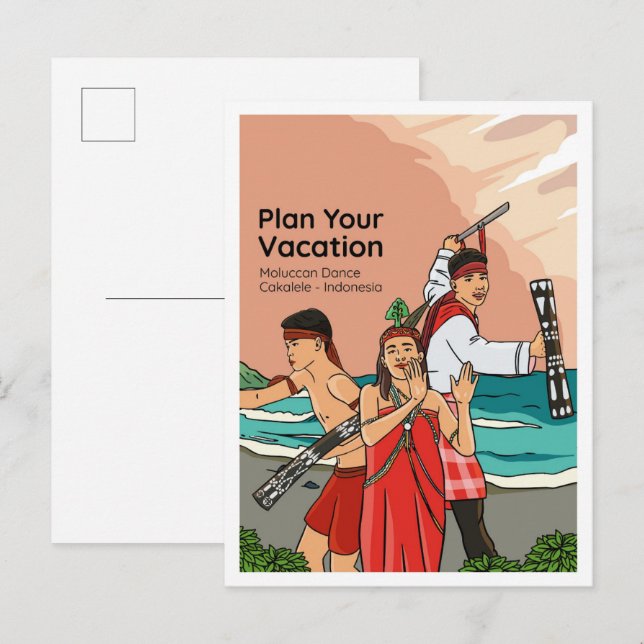 Postal Moluccan Dance Cakalele Indonesia Travel (Anverso / Reverso)