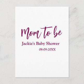 Postal Mom to be baby shower name date pink simple minima