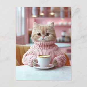 Postal Momento acogedor de Cat Café