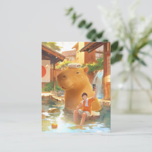 Postal Momento en un manantial caliente: arte de selfie d