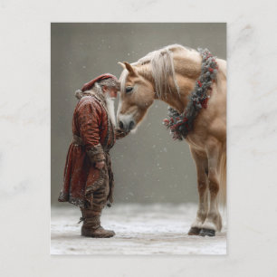 Postal Momento especial de Santa y caballo decoupage