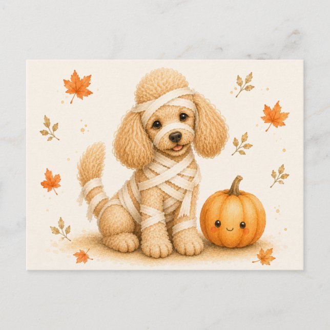 Postal Momia Caniche Halloween (Anverso)