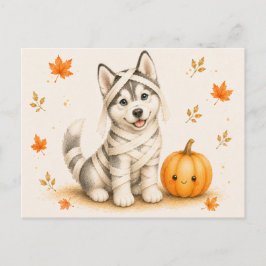 Postal Momia de Husky Siberiano de Halloween