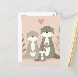 Postal Momma Poppa y Baby Otter