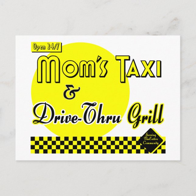 Postal Moms Taxi y Drive-Thru Grill Blank Postcard (Anverso)