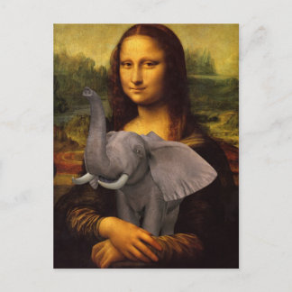 Postal Mona Lisa apoya la conciencia sobre el elefante