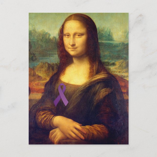 Postal Mona Lisa Con Cinta Púrpura (Anverso)