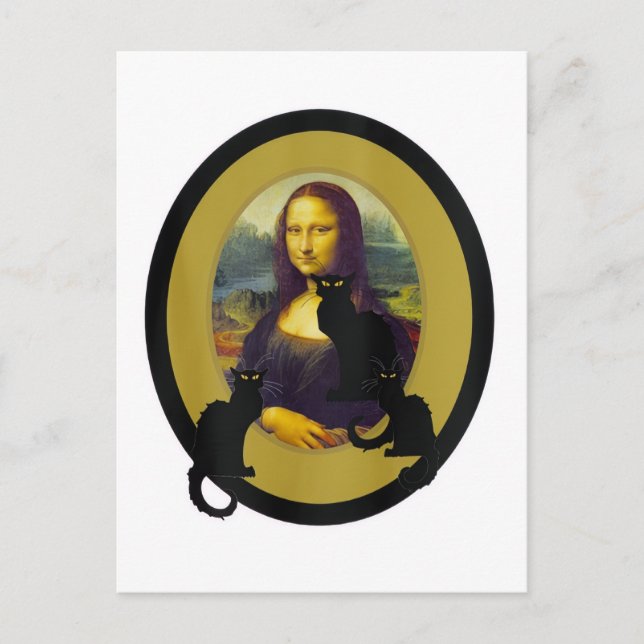 Postal Mona Lisa con Les Chats Noir, Parodia (Anverso)