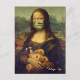 Postal Mona Lisa Con Máscara, Papel Higiénico, Sanitizado