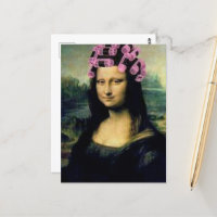 Mona Lisa con rodillos de pelo rosado Leonardo da